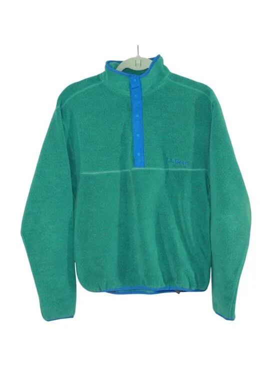 LL Bean Classic Snap Fleece Pullover Sweater Outdoor Athletic Green XS - Picture 1 of 11
